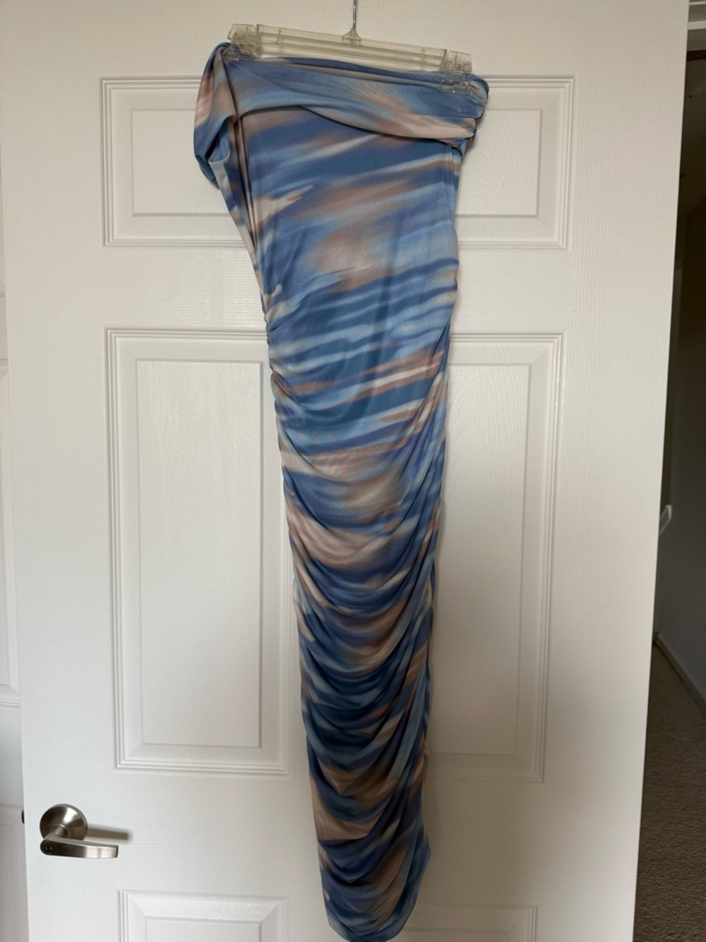 Fashion Nova Blue Multi One-Shoulder Maxi Dress - Picture 3 of 4